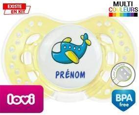 Avion bleu + prénom: Sucette LOVI Dynamic-su7.fr