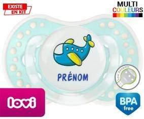 Avion bleu + prénom: Sucette LOVI Dynamic-su7.fr