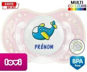 Avion bleu + prénom: Sucette LOVI Dynamic-su7.fr