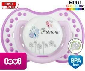 Tige fleur grise + prénom: Sucette LOVI Dynamic-su7.fr