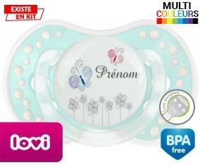 Tige fleur grise + prénom: Sucette LOVI Dynamic-su7.fr