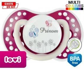 Tige fleur grise + prénom: Sucette LOVI Dynamic-su7.fr