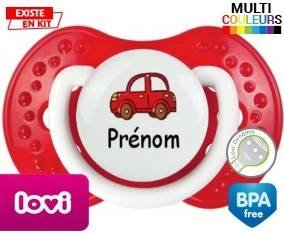 Voiture rouge + prénom: Sucette LOVI Dynamic-su7.fr