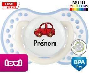 Voiture rouge + prénom: Sucette LOVI Dynamic-su7.fr