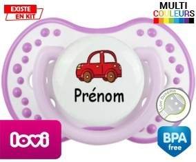 Voiture rouge + prénom: Sucette LOVI Dynamic-su7.fr