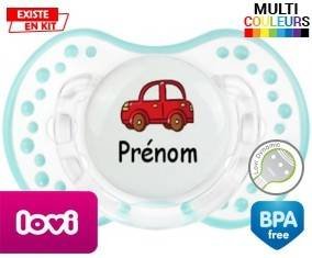 Voiture rouge + prénom: Sucette LOVI Dynamic-su7.fr