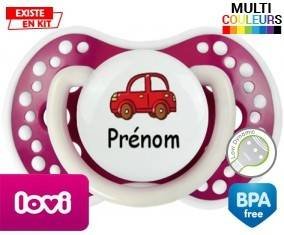 Voiture rouge + prénom: Sucette LOVI Dynamic-su7.fr