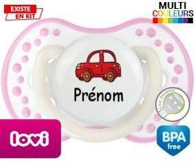 Voiture rouge + prénom: Sucette LOVI Dynamic-su7.fr