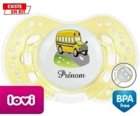 Bus jaune + prénom: Sucette LOVI Dynamic-su7.fr