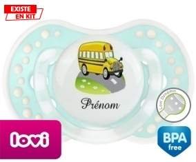 Bus jaune + prénom: Sucette LOVI Dynamic-su7.fr