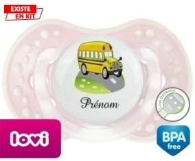 Bus jaune + prénom: Sucette LOVI Dynamic-su7.fr