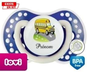 Bus jaune + prénom: Sucette LOVI Dynamic-su7.fr