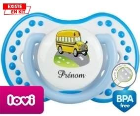 Bus jaune + prénom: Sucette LOVI Dynamic-su7.fr