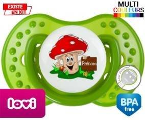 Champignon + prénom: Sucette LOVI Dynamic-su7.fr