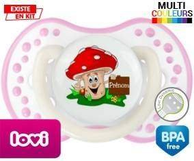 Champignon + prénom: Sucette LOVI Dynamic-su7.fr