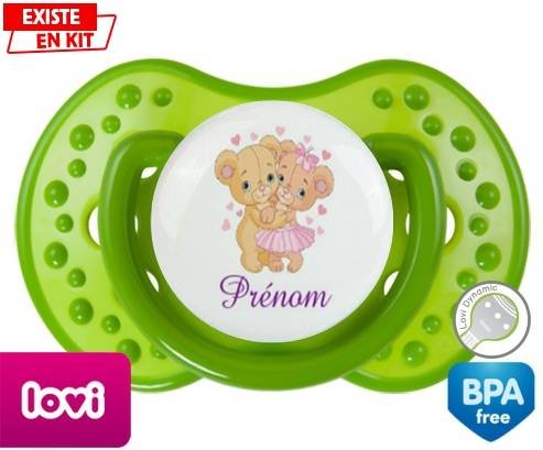 Ourson câlin + prénom: Sucette LOVI Dynamic-su7.fr