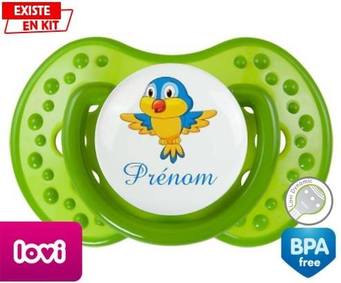 Oiseau bleu style1 + prénom: Sucette LOVI Dynamic-su7.fr