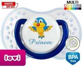 Oiseau bleu style1 + prénom: Sucette LOVI Dynamic-su7.fr