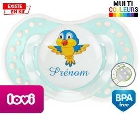 Oiseau bleu style1 + prénom: Sucette LOVI Dynamic-su7.fr
