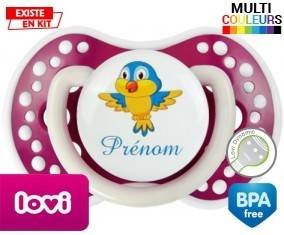 Oiseau bleu style1 + prénom: Sucette LOVI Dynamic-su7.fr