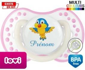 Oiseau bleu style1 + prénom: Sucette LOVI Dynamic-su7.fr