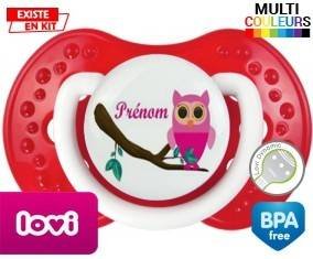 Hibou rose + prénom: Sucette LOVI Dynamic-su7.fr