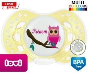 Hibou rose + prénom: Sucette LOVI Dynamic-su7.fr