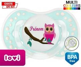 Hibou rose + prénom: Sucette LOVI Dynamic-su7.fr