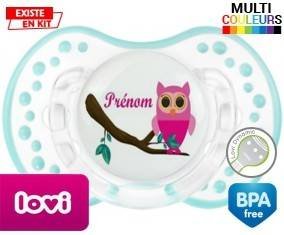 Hibou rose + prénom: Sucette LOVI Dynamic-su7.fr