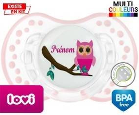 Hibou rose + prénom: Sucette LOVI Dynamic-su7.fr
