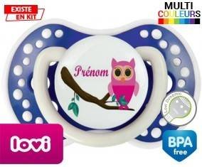 Hibou rose + prénom: Sucette LOVI Dynamic-su7.fr