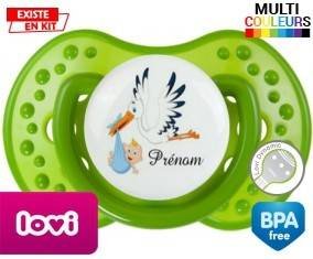 Tetine Cigogne (garçon) + prénom embout LOVI Dynamic personnalisée