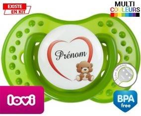 Ourson cœur + prénom: Sucette LOVI Dynamic-su7.fr
