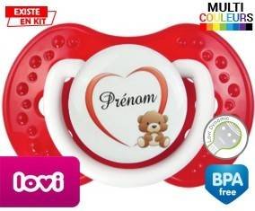 Ourson cœur + prénom: Sucette LOVI Dynamic-su7.fr