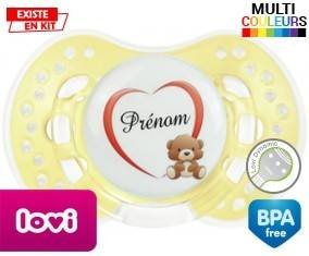 Ourson cœur + prénom: Sucette LOVI Dynamic-su7.fr