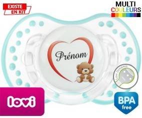 Ourson cœur + prénom: Sucette LOVI Dynamic-su7.fr
