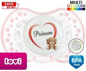 Ourson cœur + prénom: Sucette LOVI Dynamic-su7.fr