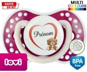 Ourson cœur + prénom: Sucette LOVI Dynamic-su7.fr