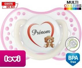 Ourson cœur + prénom: Sucette LOVI Dynamic-su7.fr