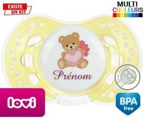 Ours cœur + prénom: Sucette LOVI Dynamic-su7.fr