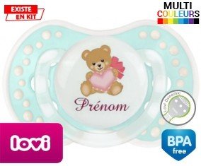 Ours cœur + prénom: Sucette LOVI Dynamic-su7.fr