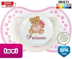 Ours cœur + prénom: Sucette LOVI Dynamic-su7.fr