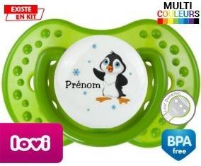 Pingouin + prénom : Sucette LOVI Dynamic personnalisée