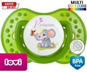 Eléphant style1 + prénom : Tétine LOVI Dynamic personnalisée