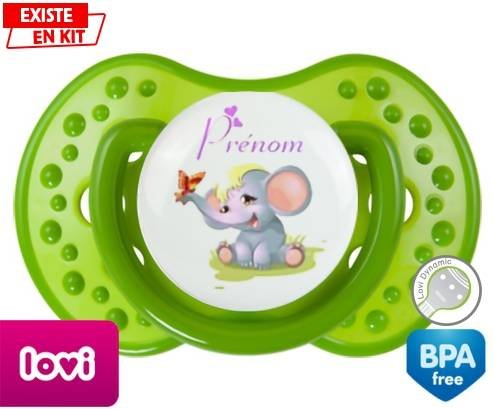 Eléphant style1 + prénom: Sucette LOVI Dynamic-su7.fr