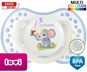 Eléphant style1 + prénom: Sucette LOVI Dynamic-su7.fr
