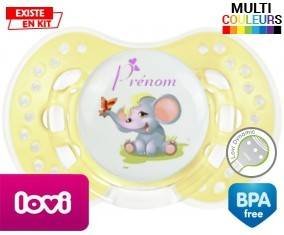 Eléphant style1 + prénom: Sucette LOVI Dynamic-su7.fr