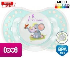Eléphant style1 + prénom: Sucette LOVI Dynamic-su7.fr