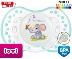 Eléphant style1 + prénom: Sucette LOVI Dynamic-su7.fr