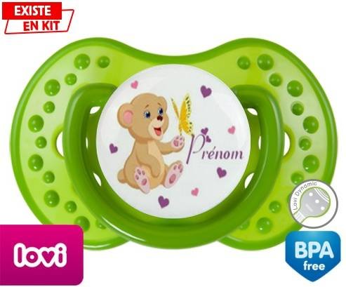 Ours papillon + prénom: Sucette LOVI Dynamic-su7.fr